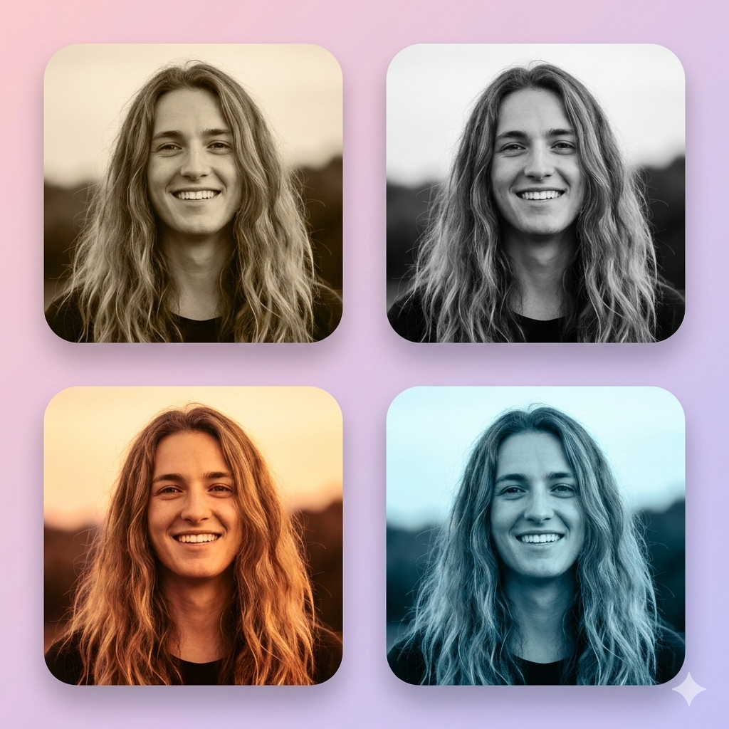 Photo with various filter effects applied